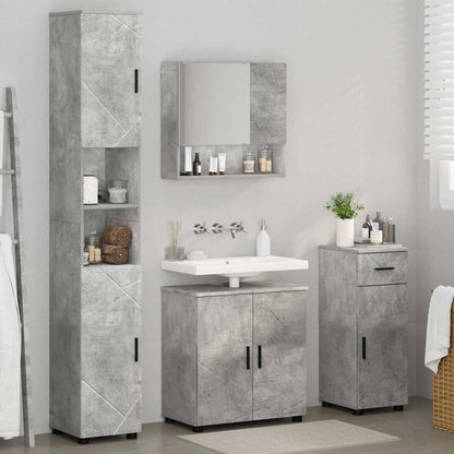 Bathroom Furniture Set with Drawer 4 pcs Concrete Grey