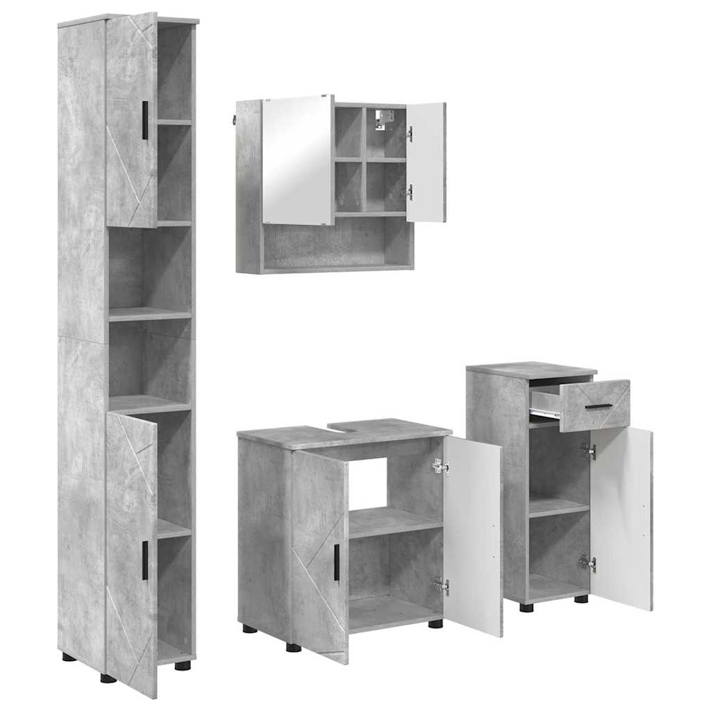 Bathroom Furniture Set with Drawer 4 pcs Concrete Grey