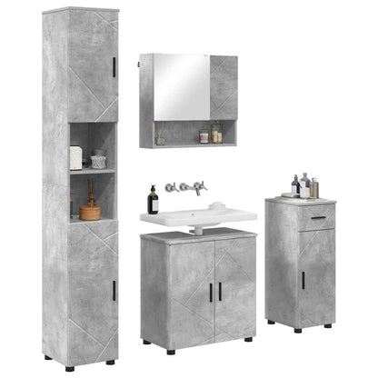 Bathroom Furniture Set with Drawer 4 pcs Concrete Grey