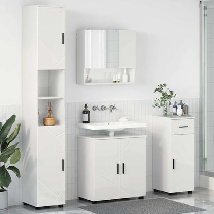 Bathroom Furniture Set with Drawer 4 pcs High Gloss White