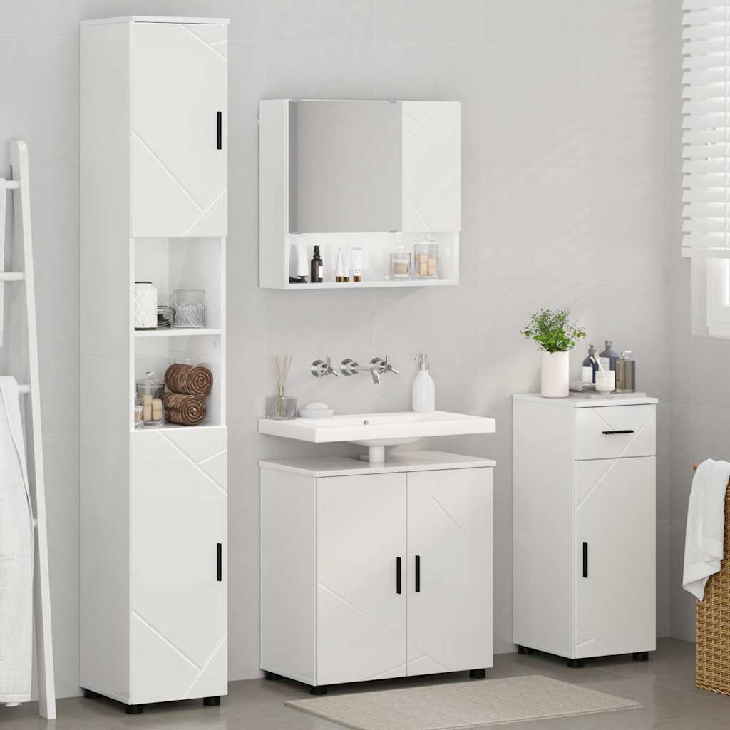 Bathroom Furniture Set with Drawer 4 pcs High Gloss White