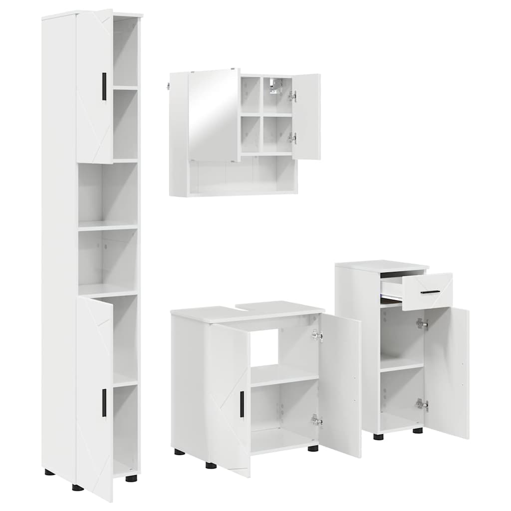 Bathroom Furniture Set with Drawer 4 pcs High Gloss White