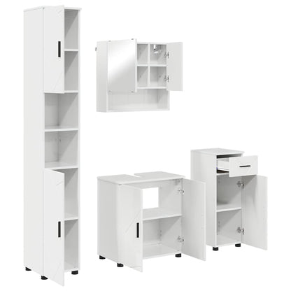 Bathroom Furniture Set with Drawer 4 pcs High Gloss White