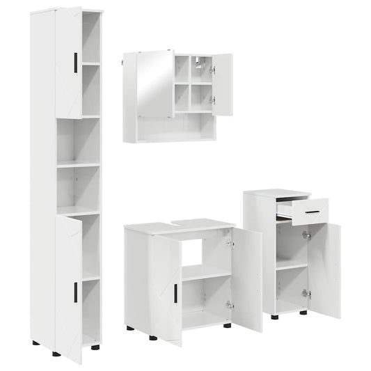 Bathroom Furniture Set with Drawer 4 pcs High Gloss White