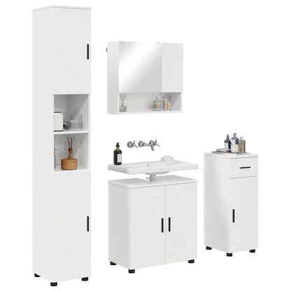 Bathroom Furniture Set with Drawer 4 pcs High Gloss White