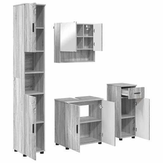 Bathroom Furniture Set 4 pcs Grey Sonoma 61 x 35 x 64 cm