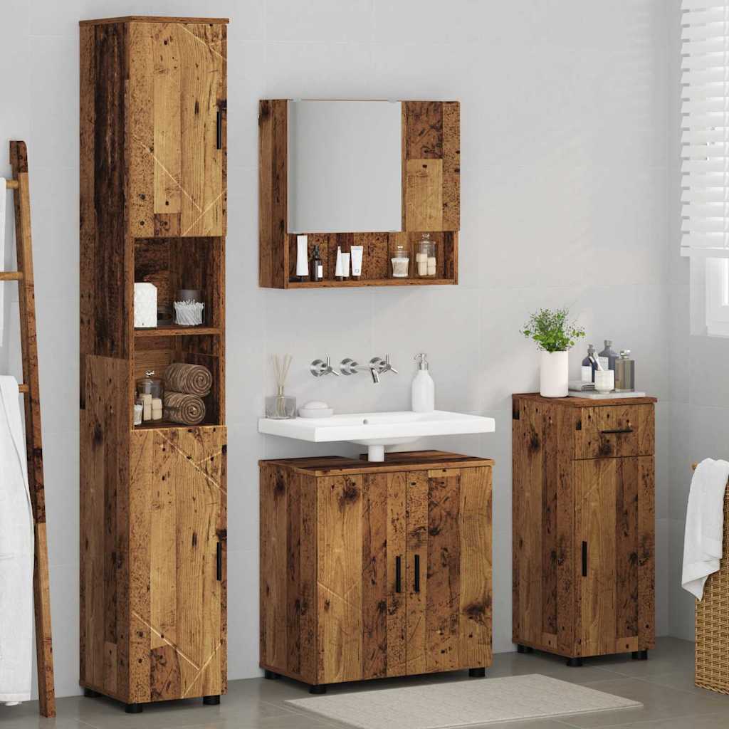 Bathroom Furniture Set 4 pcs Old Wood 61 x 35 x 64 cm
