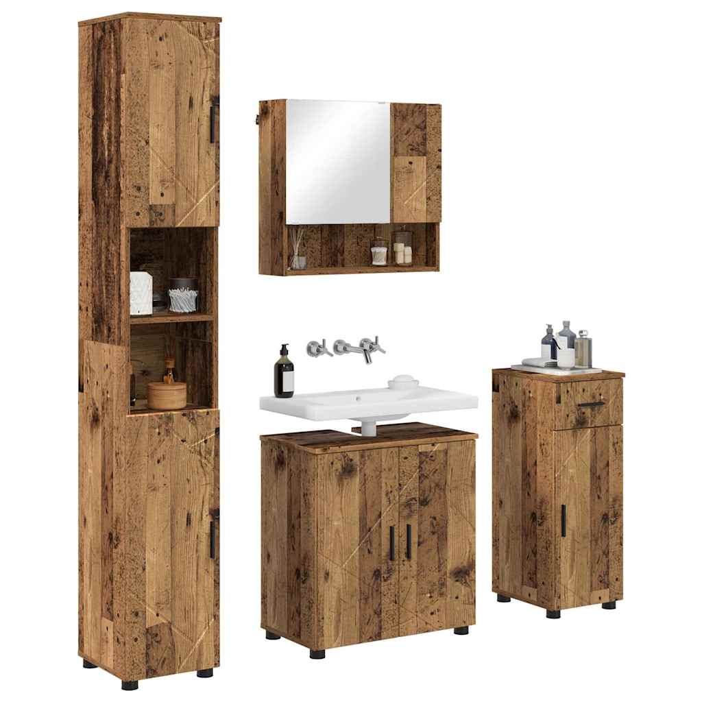 Bathroom Furniture Set 4 pcs Old Wood 61 x 35 x 64 cm