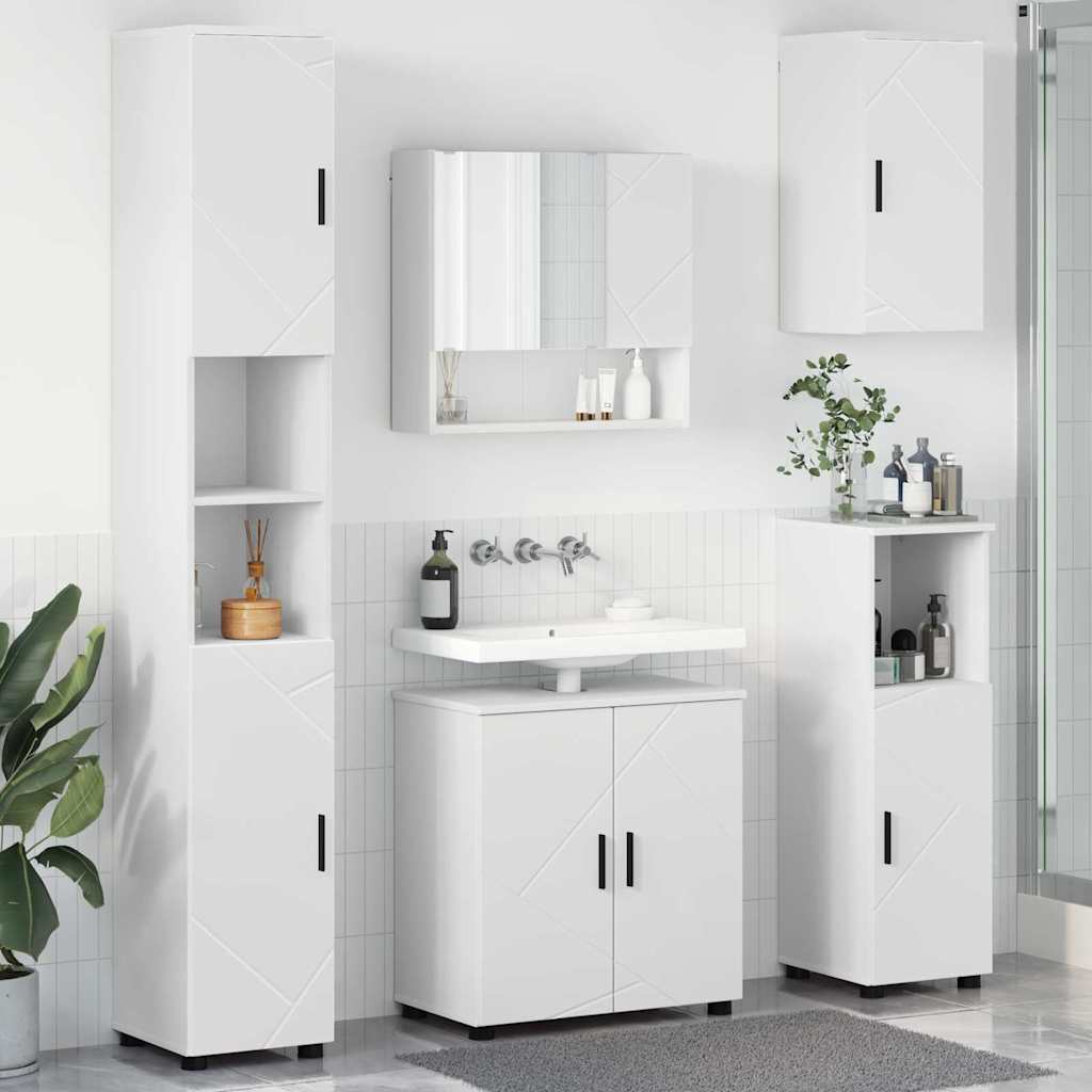 Bathroom Furniture Set 5 pcs White Engineered wood & Metal