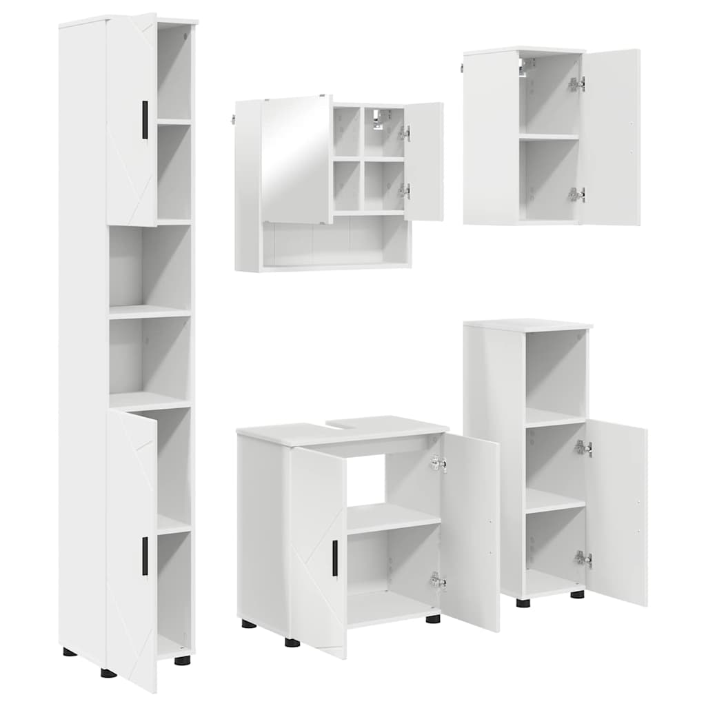 Bathroom Furniture Set 5 pcs White Engineered wood & Metal