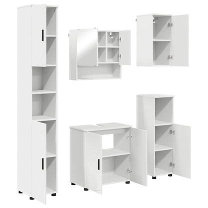 Bathroom Furniture Set 5 pcs White Engineered wood & Metal