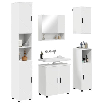 Bathroom Furniture Set 5 pcs White Engineered wood & Metal