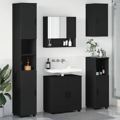 Bathroom Furniture Set 5 pcs Black Engineered wood & Metal