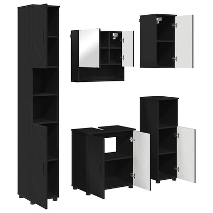 Bathroom Furniture Set 5 pcs Black Engineered wood & Metal