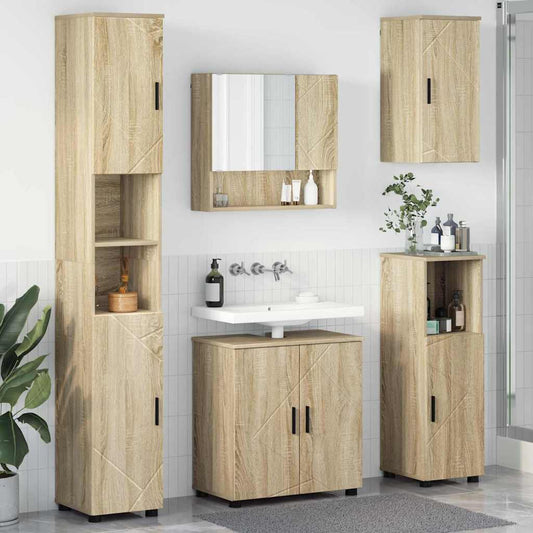 Bathroom Furniture Set 5 pcs Sonoma Oak 61 x 35 x 64 cm