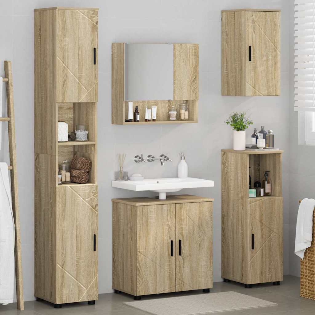 Bathroom Furniture Set 5 pcs Sonoma Oak Engineered wood & Metal