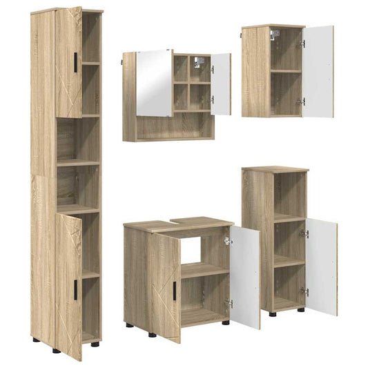 Bathroom Furniture Set 5 pcs Sonoma Oak 61 x 35 x 64 cm