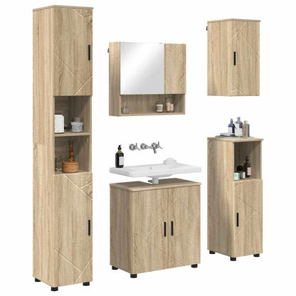 Bathroom Furniture Set 5 pcs Sonoma Oak Engineered wood & Metal