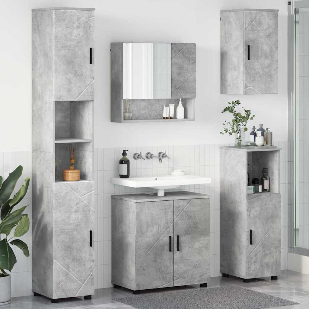 Bathroom Furniture Set Wall-mounted 5 pcs Concrete Grey