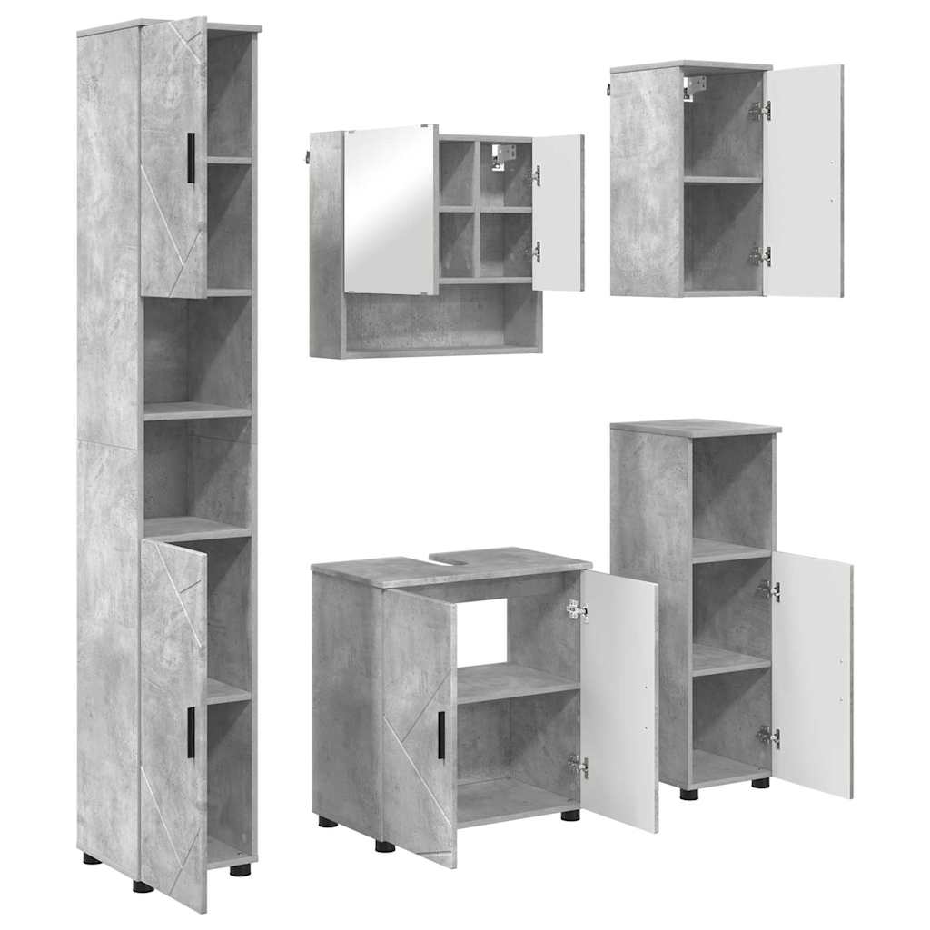 Bathroom Furniture Set Wall-mounted 5 pcs Concrete Grey
