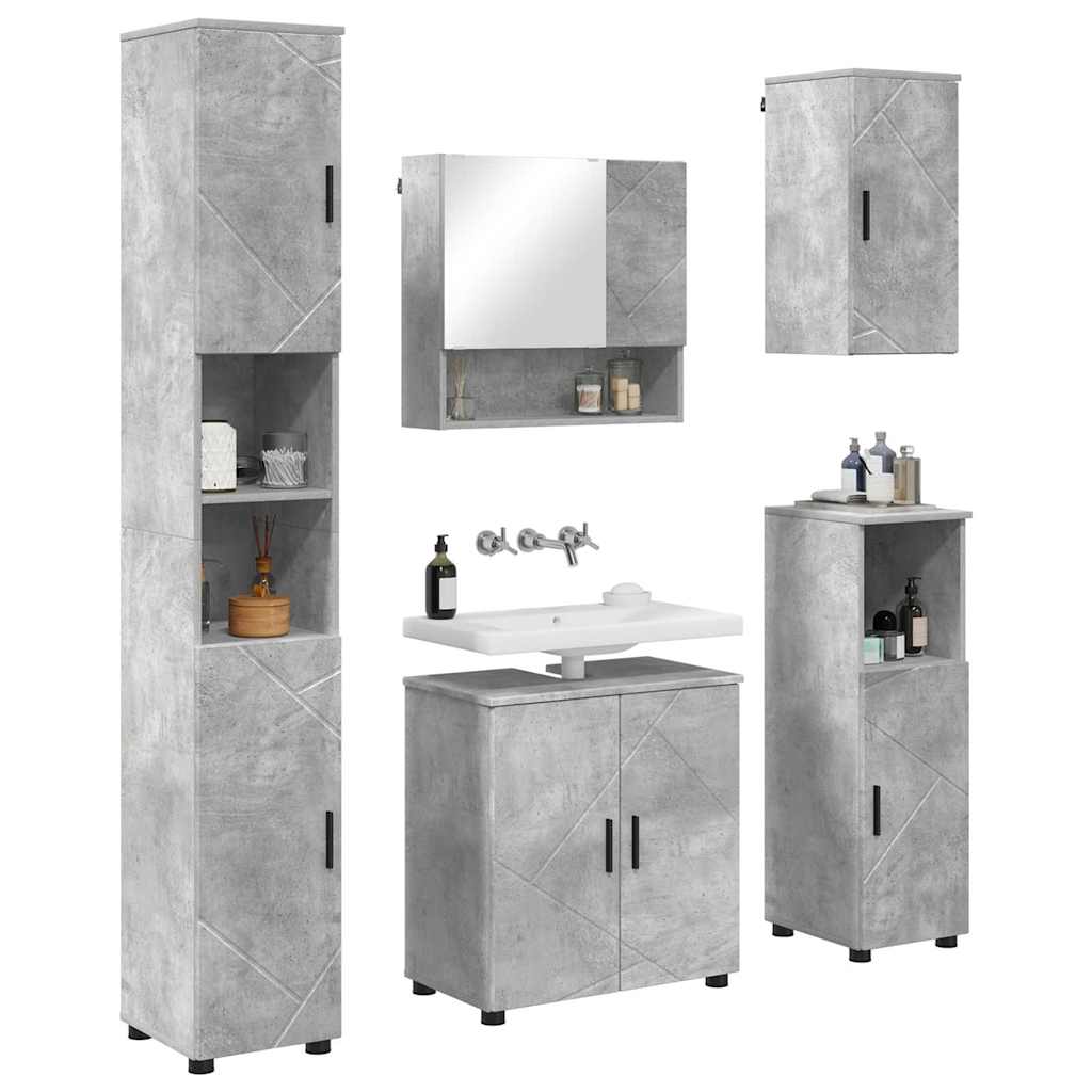 Bathroom Furniture Set Wall-mounted 5 pcs Concrete Grey