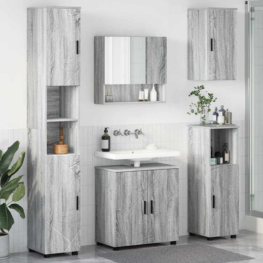 Bathroom Furniture Set 5 pcs Grey Sonoma 61 x 35 x 64 cm
