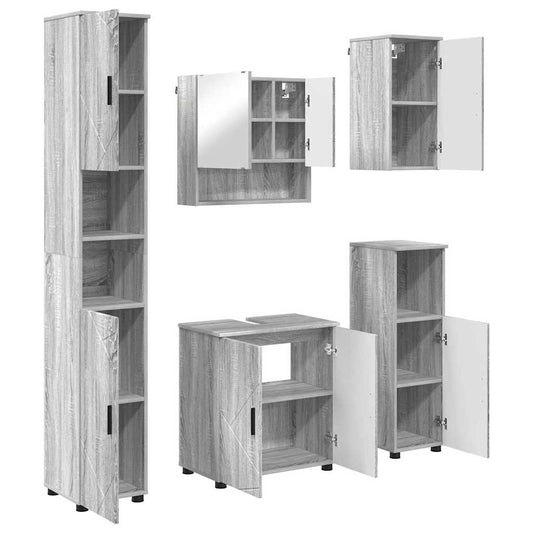 Bathroom Furniture Set 5 pcs Grey Sonoma 61 x 35 x 64 cm