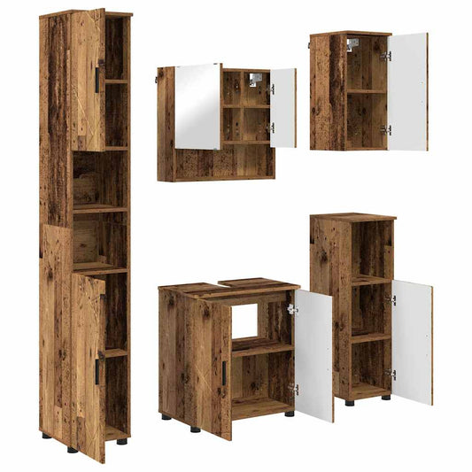 Bathroom Furniture Set 5 pcs Old Wood 61 x 35 x 64 cm