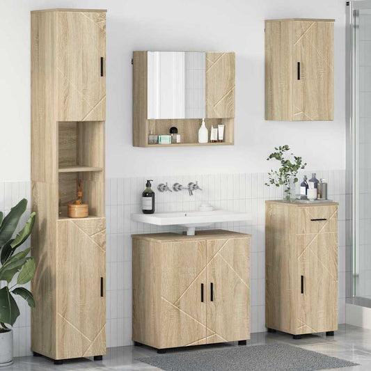 Bathroom Furniture Set 5 pcs Sonoma Oak 61 x 35 x 64 cm