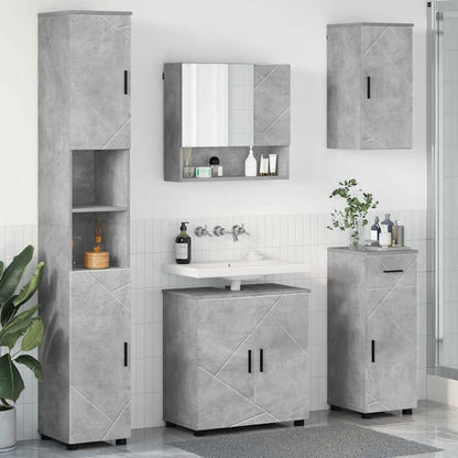 Bathroom Furniture Set with Drawer 5 pcs Concrete Grey