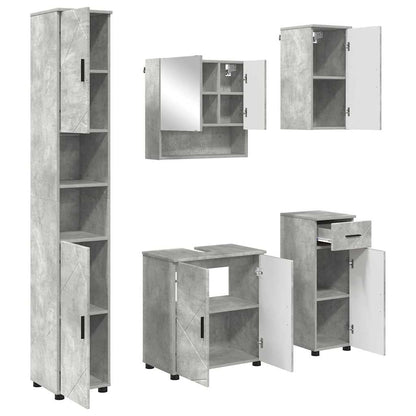 Bathroom Furniture Set with Drawer 5 pcs Concrete Grey