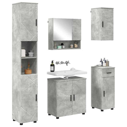 Bathroom Furniture Set with Drawer 5 pcs Concrete Grey
