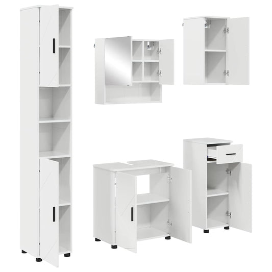 Bathroom Furniture Set with Drawer 5 pcs High Gloss White
