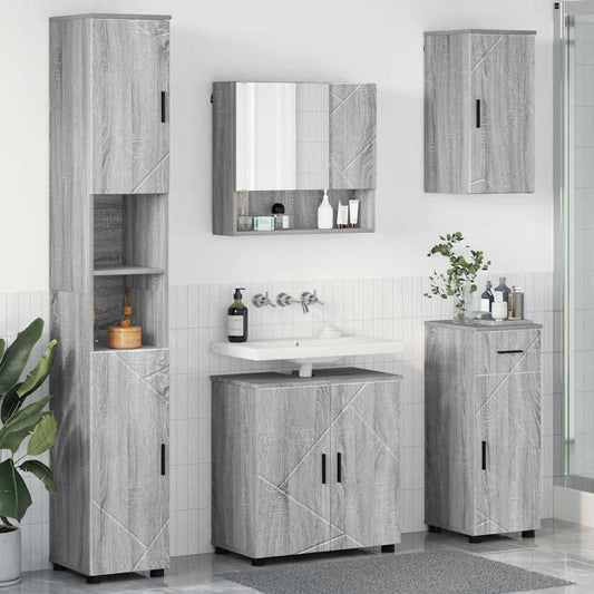 Bathroom Furniture Set 5 pcs Grey Sonoma 61 x 35 x 64 cm