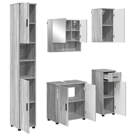 Bathroom Furniture Set 5 pcs Grey Sonoma 61 x 35 x 64 cm