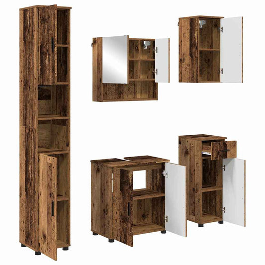 Bathroom Furniture Set 5 pcs Old Wood 61 x 35 x 64 cm