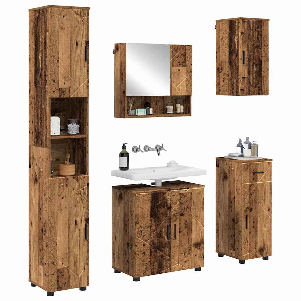Bathroom Furniture Set 5 pcs Old Wood 61 x 35 x 64 cm