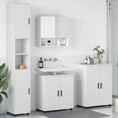 Bathroom Furniture Set 4 pcs White Engineered wood & Metal