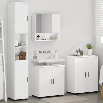 Bathroom Furniture Set 4 pcs White Engineered wood & Metal