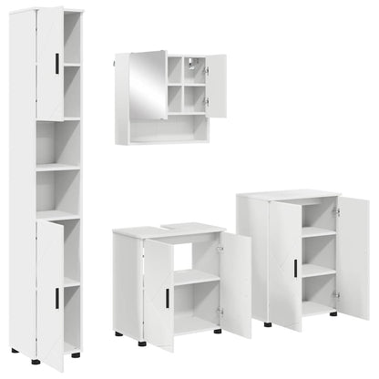 Bathroom Furniture Set 4 pcs White Engineered wood & Metal