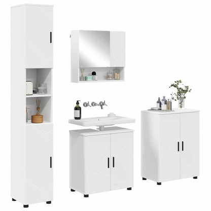 Bathroom Furniture Set 4 pcs White Engineered wood & Metal