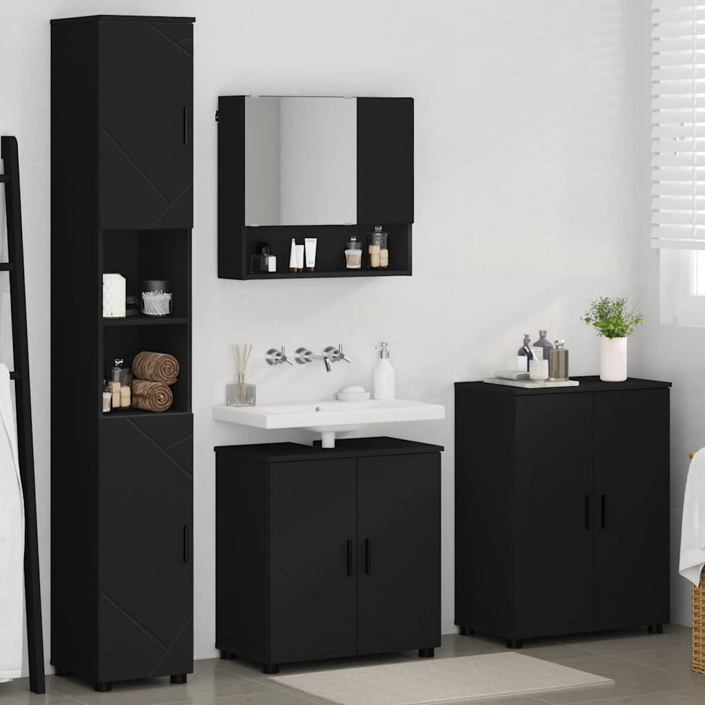 Bathroom Furniture Set 4 pcs Black 61 x 35 x 64 cm