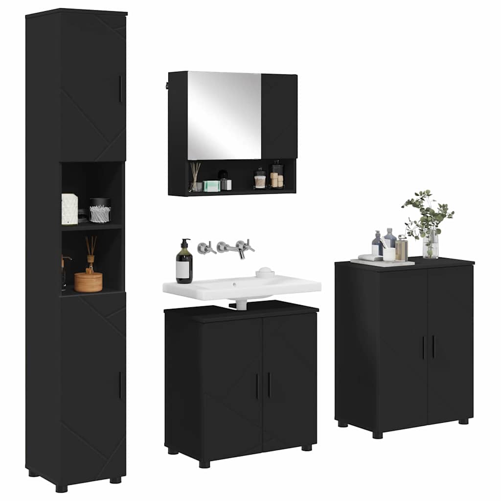 Bathroom Furniture Set 4 pcs Black 61 x 35 x 64 cm