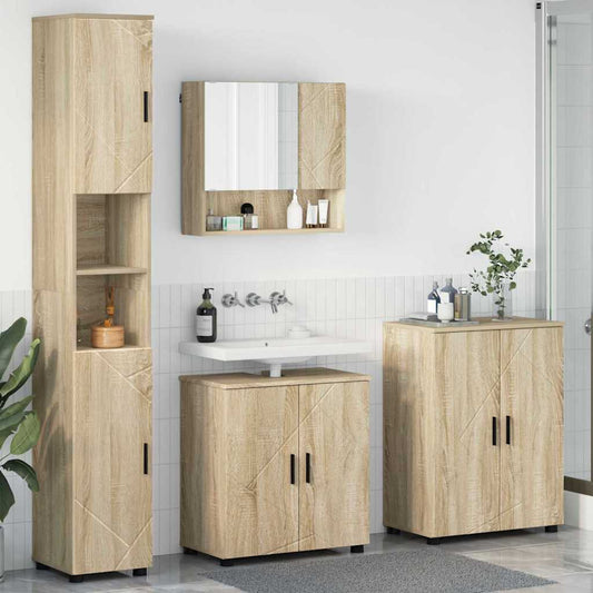 Bathroom Furniture Set 4 pcs Sonoma Oak 61 x 35 x 64 cm