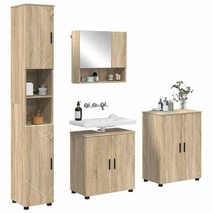 Bathroom Furniture Set 4 pcs Sonoma Oak Engineered wood & Metal