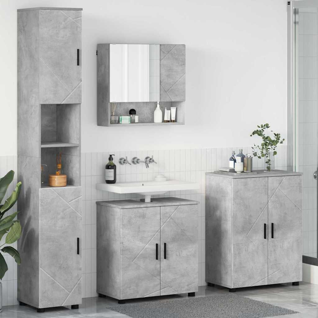 Bathroom Furniture Set Wall-mounted 4 pcs Concrete Grey