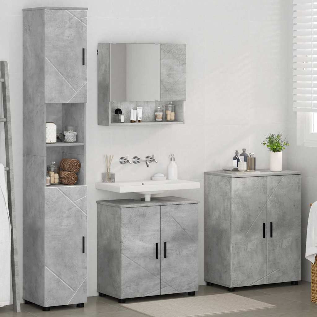 Bathroom Furniture Set Wall-mounted 4 pcs Concrete Grey