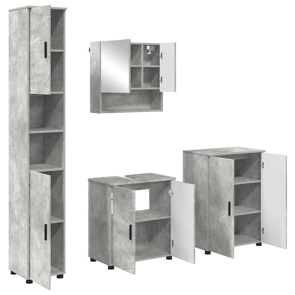 Bathroom Furniture Set Wall-mounted 4 pcs Concrete Grey