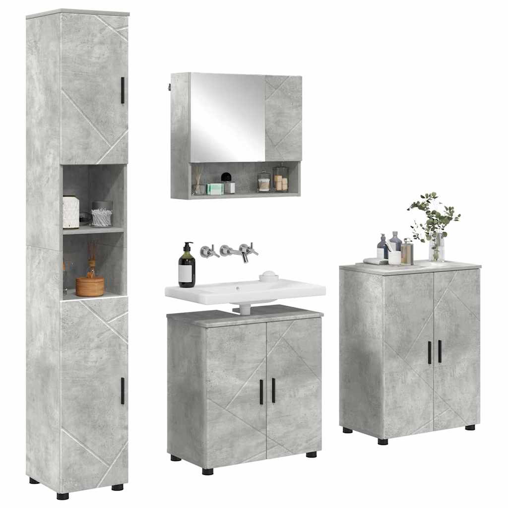 Bathroom Furniture Set Wall-mounted 4 pcs Concrete Grey