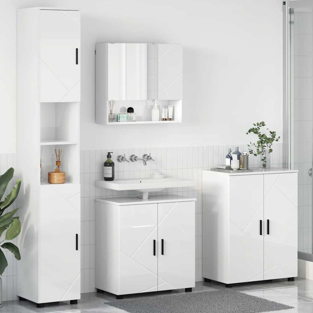 Bathroom Furniture Set Wall-mounted 4 pcs High Gloss White